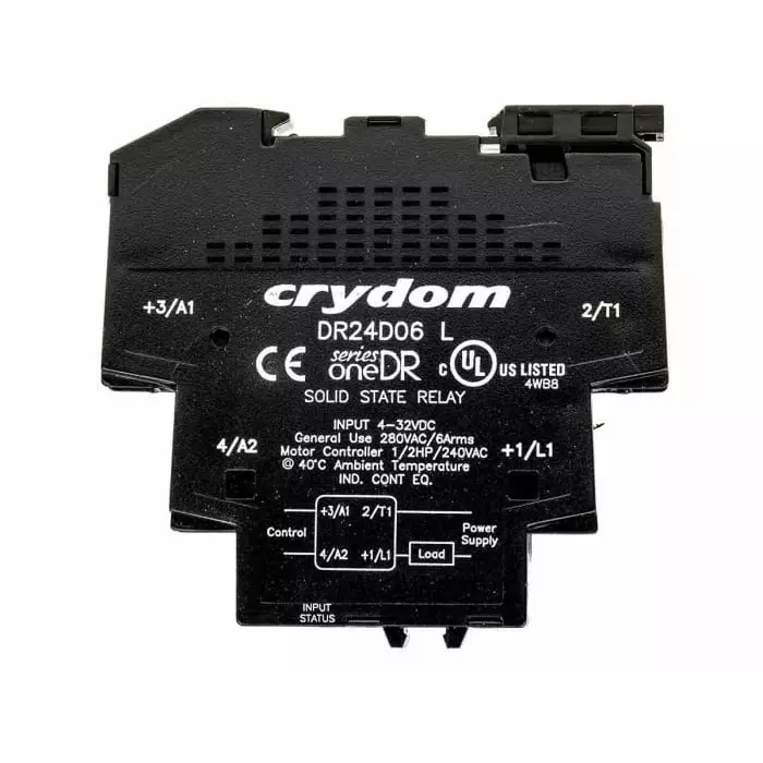 SENSATA/CRYDOM Solid State Interface Relay 32 V DC Control 6 A RMS Load DIN Rail Mount, DR24D06