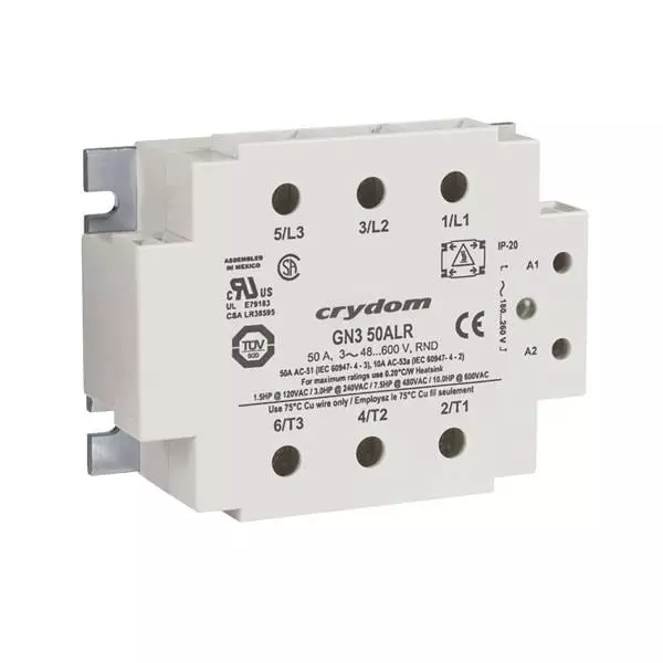 Crydom GN3 Series Three Phase Relays Panel Mount 25 A Load Current Rating, GN325DLZ