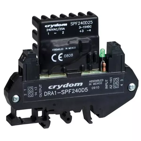 Crydom DRA1 Series Solid State Relays DIN Rail Mount 10 A Load Current Rating, DRA1-SPFE240D25R
