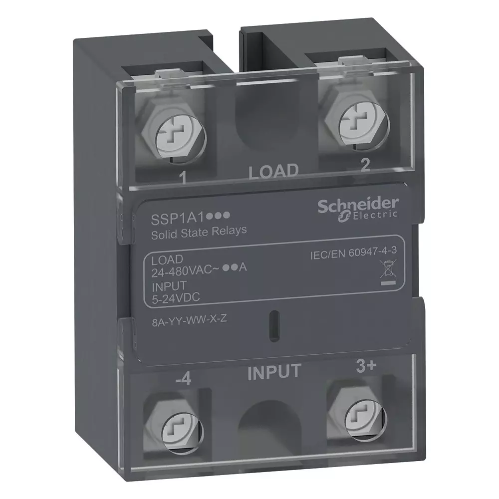 SCHNEIDER ELECTRIC Ssr, Spst-No, 90A, 4 To 32Vdc, Panel, Ssp1A190Bde