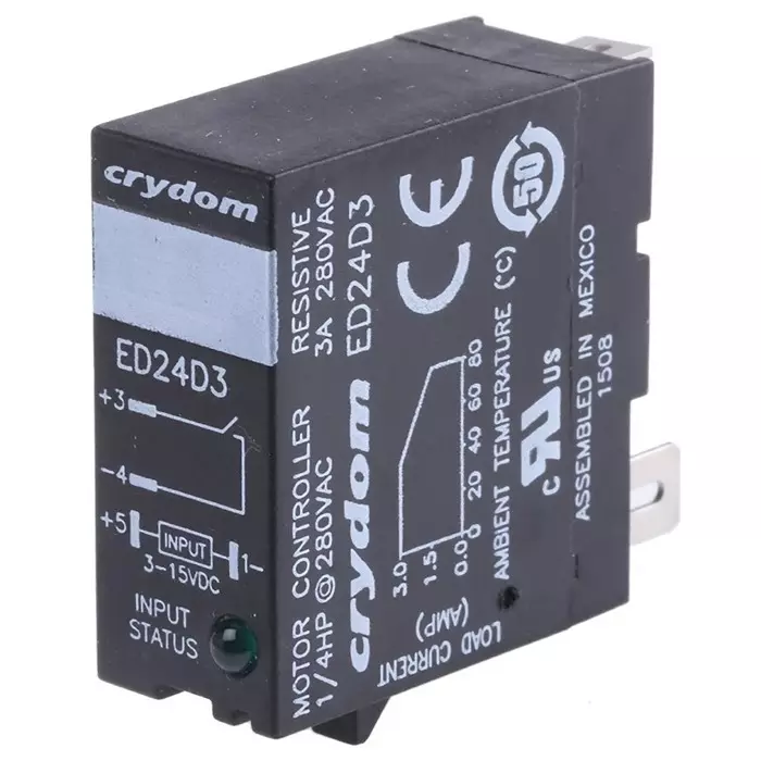SENSATA/CRYDOM Solid State Relay 3 A Load DIN Rail Mount 280 V rms 15 DC Control, ED24D3