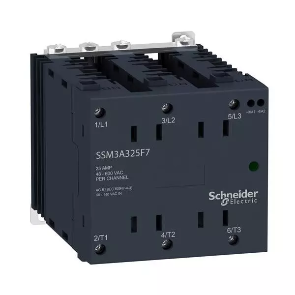 Schneider Electric SSM Series Three Phase Relays DIN Rail Mount 25 A Load Current Rating, SSM3A325BD