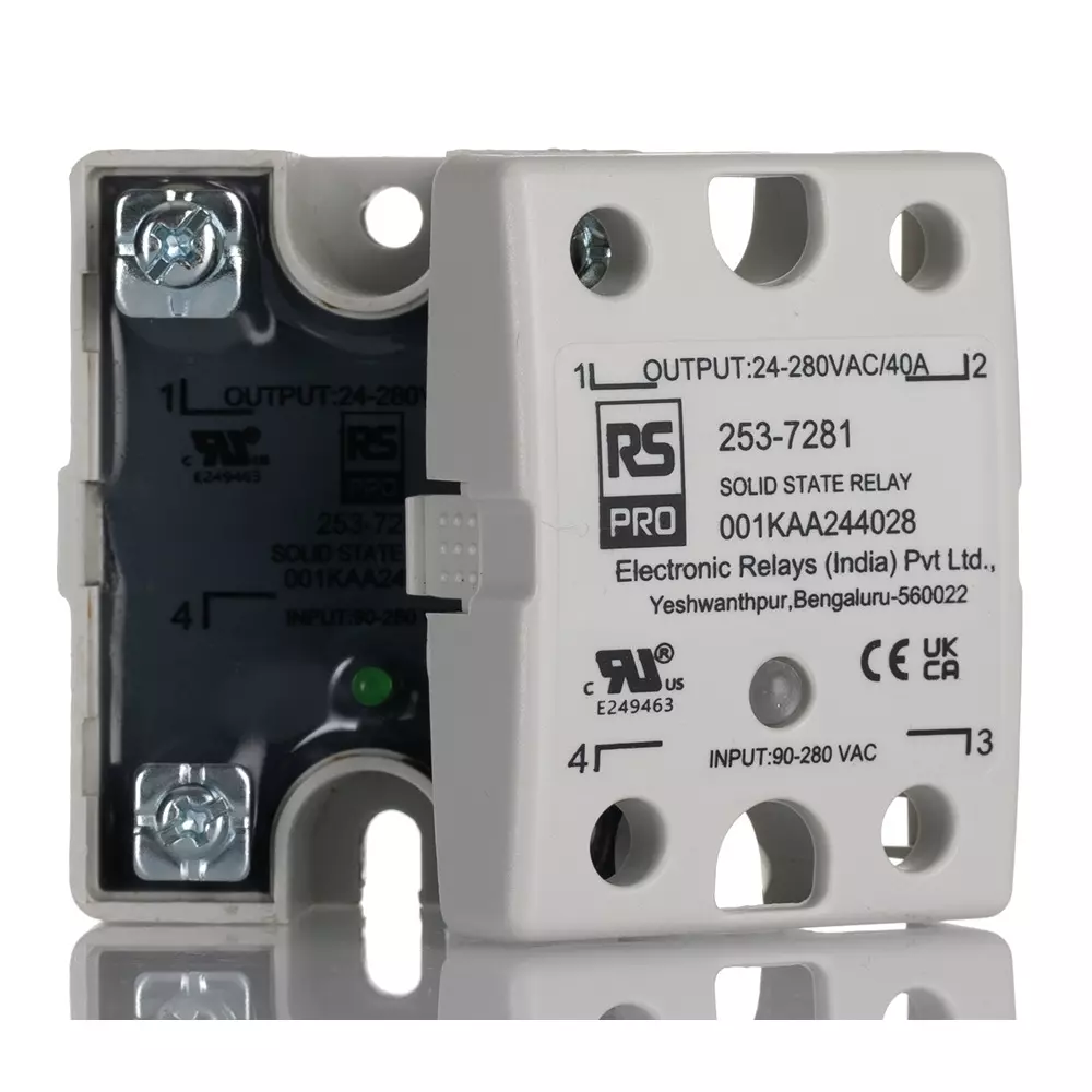 RS PRO Solid State Relay SPST 40 Amp Load Current 280 V RMS Load Voltage Triac Zero Cross, 2537281