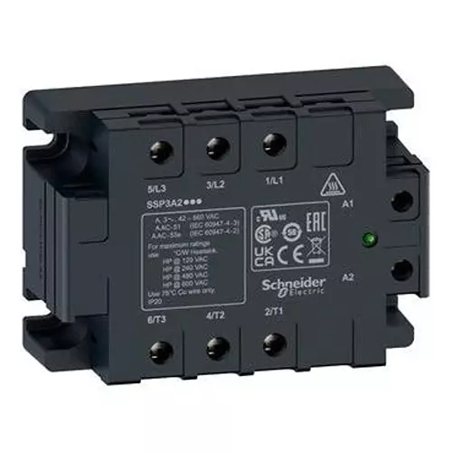 Schneider Electric Three Phase Relay Panel Mount 50 A Load Current Rating, SSP3A250BDT