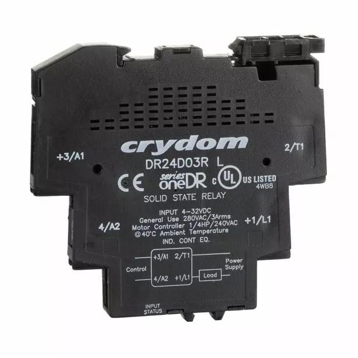 SENSATA/CRYDOM Solid State Interface Relay SeriesOne DR Series 32 V DC Control 3 A Load DIN Rail Mount, DR24D03R