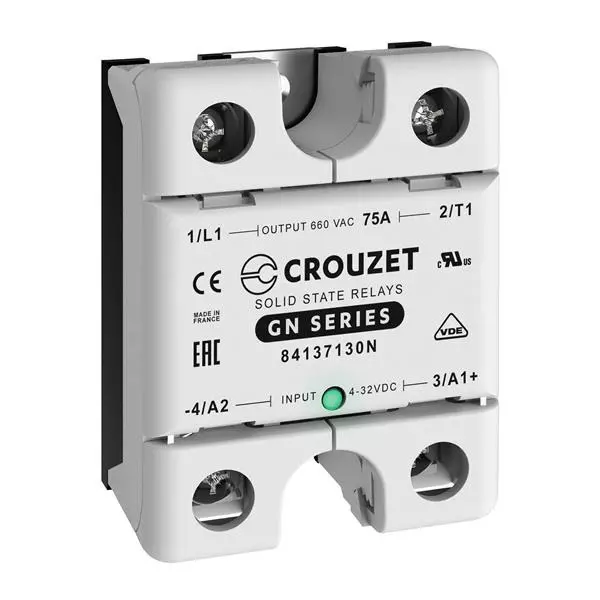 Crouzet GN Series Single Phase Relays Panel Mount 75 A Load Current Rating, 84137130N