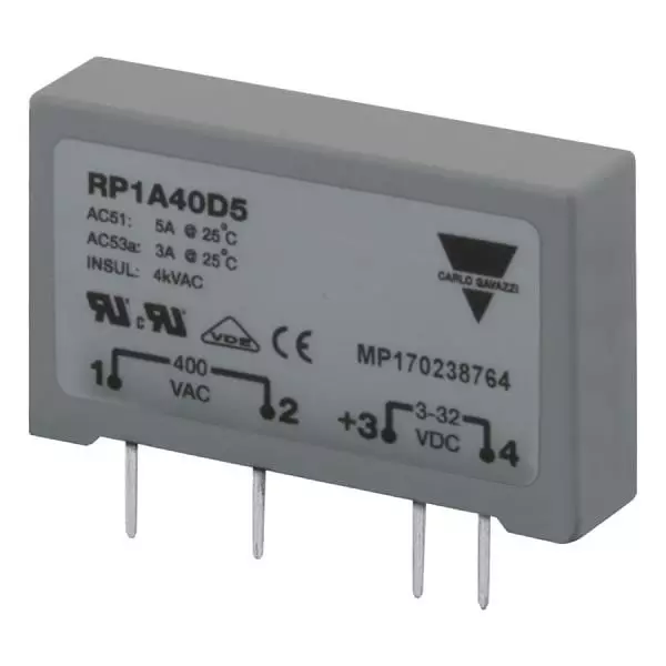 Carlo Gavazzi Solid State Relay PCB Mount 5 Amp 1 Form A (SPST-NO) 480 V AC, RP1A48D5