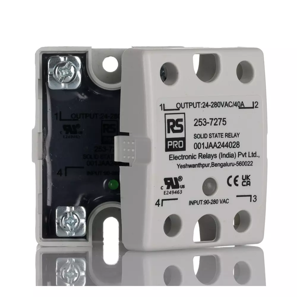 RS PRO Solid State Relay SPST 40 Amp Load Current 280 V RMS Load Voltage Triac Zero Cross, 2537275