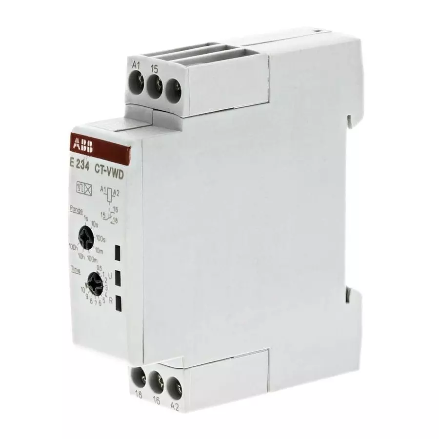 ABB DIN Rail Mount Timer Relay, 240V, 1-Contact, 0.05 â†’ 360000s, 1-Function, SPDT, 1SVR500130R0000CT-VWD.12