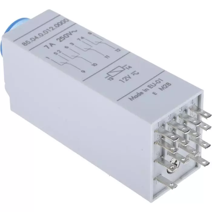 Finder 85 Series Plug In Timer Relay 12 V AC/DC 4-ContACt 0.05 to 100s 0.5 to 100h 0.5 to, 85.04.0.012.0000