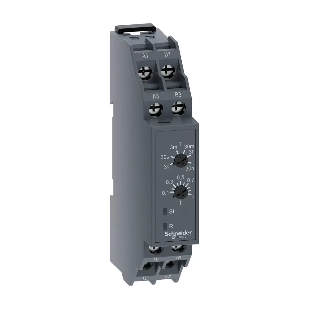 Schneider Electric Timer Relay Type Easy Harmony Series 1 CO 5 A Current Output OFF Delay Single Function and 0 - 30 Hrs Range, RE10RCMUN
