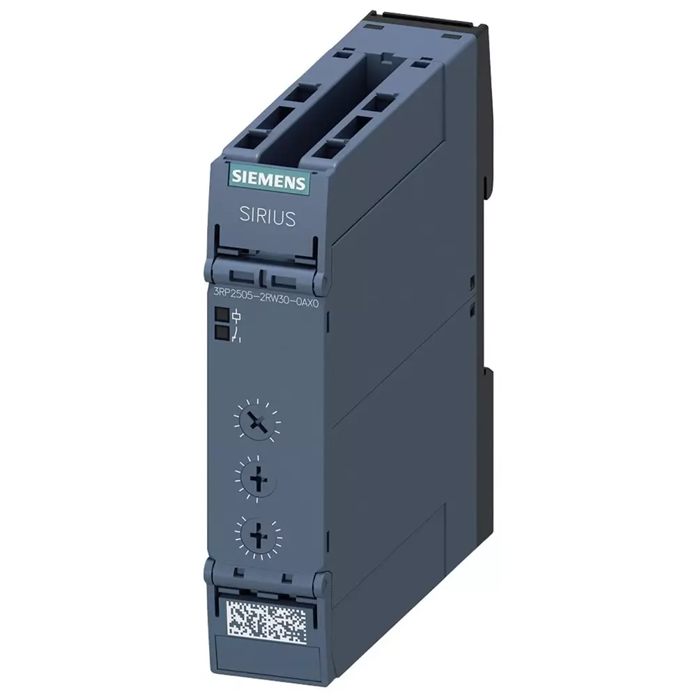 Siemens Snap On Timer Relay, 24 - 240V, 2-Contact, 0.05 - 100h, 10-Function, DPDT, 3RP25052RW300AX0