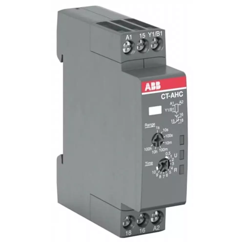 ABB CT-C Series DIN Rail, Snap-On Timer Relay, 24 â†’ 240 V AC, 1-Contact, 0.05 s - 100h, 1-Function, SPDT, 1SVR508110R0000CT-AHC.12
