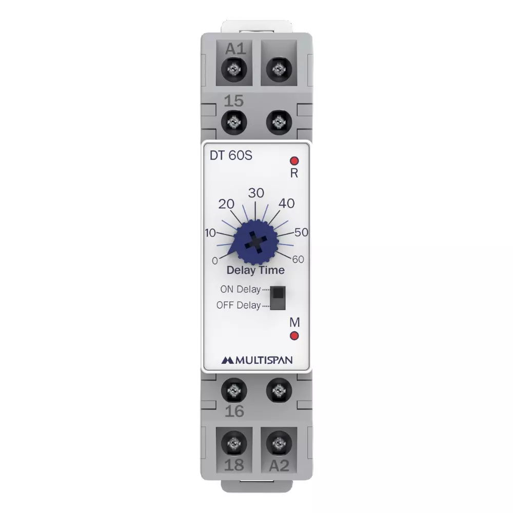 MULTISPAN On/Off Delay Timer 0-60 sec Fixed Time Range 415 V AC ±20% Power Supply, DT-60S-4