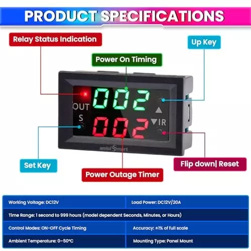 amicismart-digital-delay-timer-relay-module-12-vdc-dual-cycle-onoff-programmable-switch-1s999h-adjustable-range
