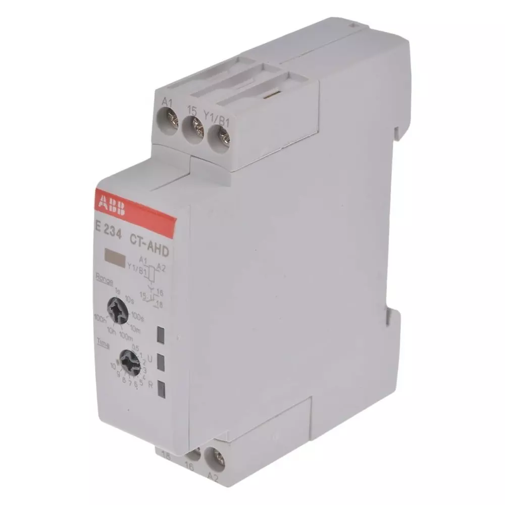 ABB DIN Rail Mount Timer Relay, 24 â†’ 240 V AC, 24 â†’ 48 V DC, 1-Contact, 0.05 s â†’ 100h, 1-Function,, 1SVR500110R0000CT-AHD.12