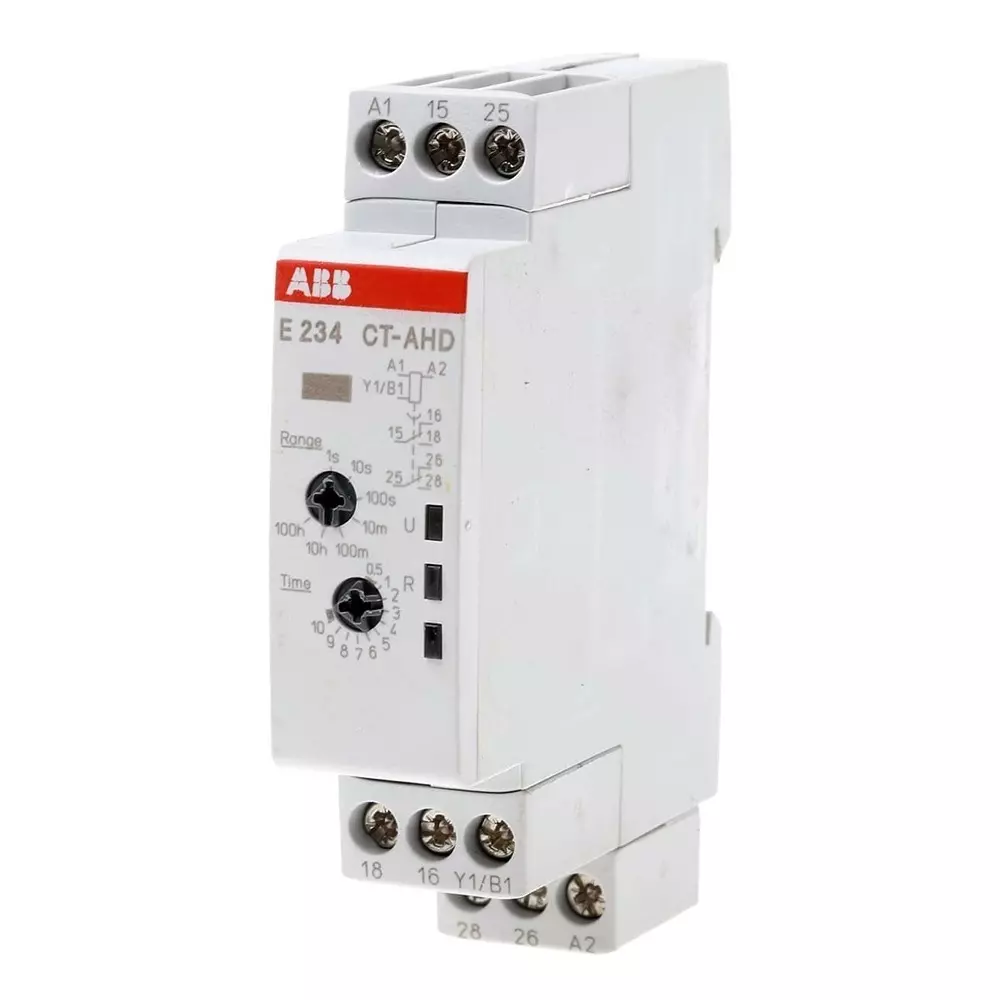 ABB 1SVR Series DIN Rail Mount Timer Relay, 24 â†’ 240 V AC, 24 â†’ 48 V DC, 2-Contact, 0.05 s â†’ 100h,, 1SVR500110R0100 - CT-AHD.22
