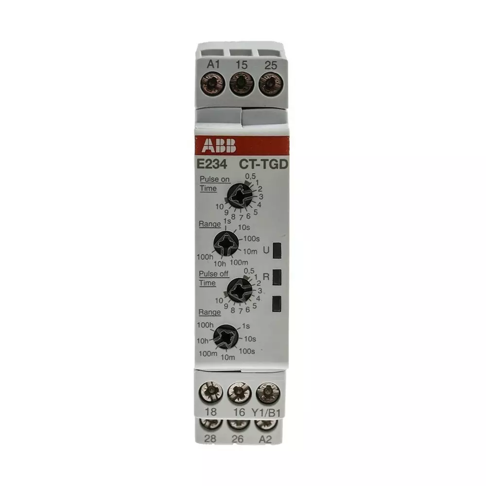 ABB 1SVR Series DIN Rail Mount Timer Relay, 24 â†’ 240 V AC, 24 â†’ 48 V DC, 2-Contact, 0.05 s â†’ 100h,, 1SVR500160R0100 - CT-TGD.22