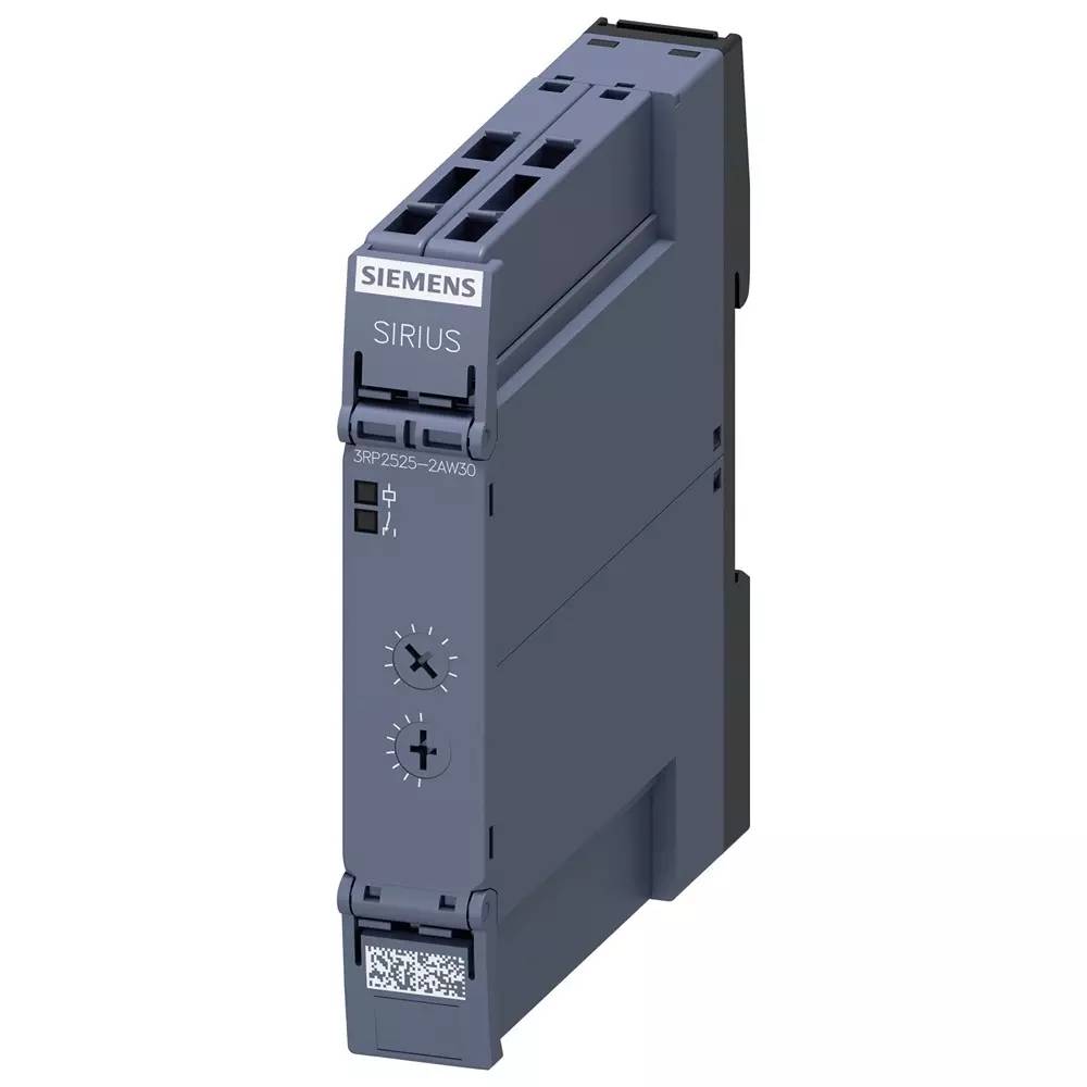 Siemens 3RP25 Series DIN Rail Mount Timer Relay, 12 - 240 V AC/DC, 1-Contact, 0.05 s - 100h, 1-Function, 3RP2525-2AW30