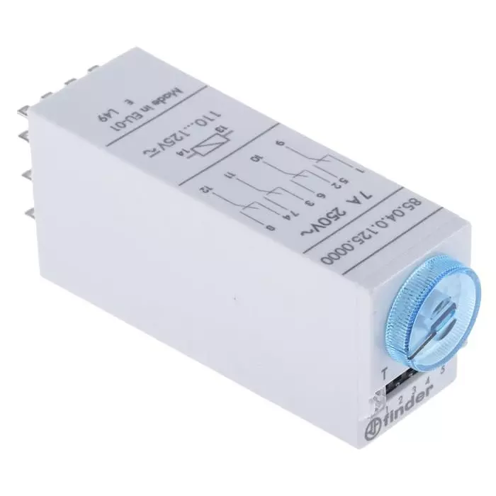 Finder 85 Series Plug In Timer Relay 110 to 125 V AC/DC 4-ContACt 0.05 to 100s 0.5 to, 85.04.0.125.0000