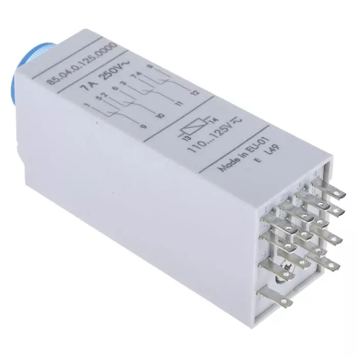 Finder 85 Series Plug In Timer Relay 110 to 125 V AC/DC 4-ContACt 0.05 to 100s 0.5 to, 85.04.0.125.0000