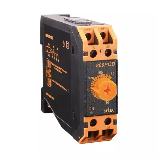 SELEC True Power Off Delay Timer 2 C/O SPDT DIN Rail Mount and 180 sec Time Range, 800POD-180S