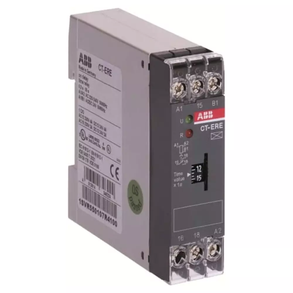 ABB 1SVR Series DIN Rail Mount Timer Relay, 200 â†’ 240 V AC, 24 V AC/DC, 1-Contact, 0.3 â†’ 30s, 1-Function,, 1SVR550107R4100