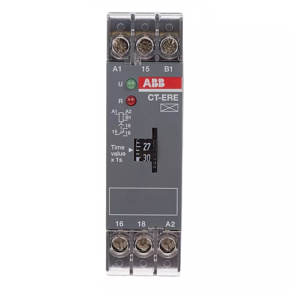ABB 1SVR Series DIN Rail Mount Timer Relay, 200 â†’ 240 V AC, 24 V AC/DC, 1-Contact, 0.3 â†’ 30s, 1-Function,, 1SVR550107R4100