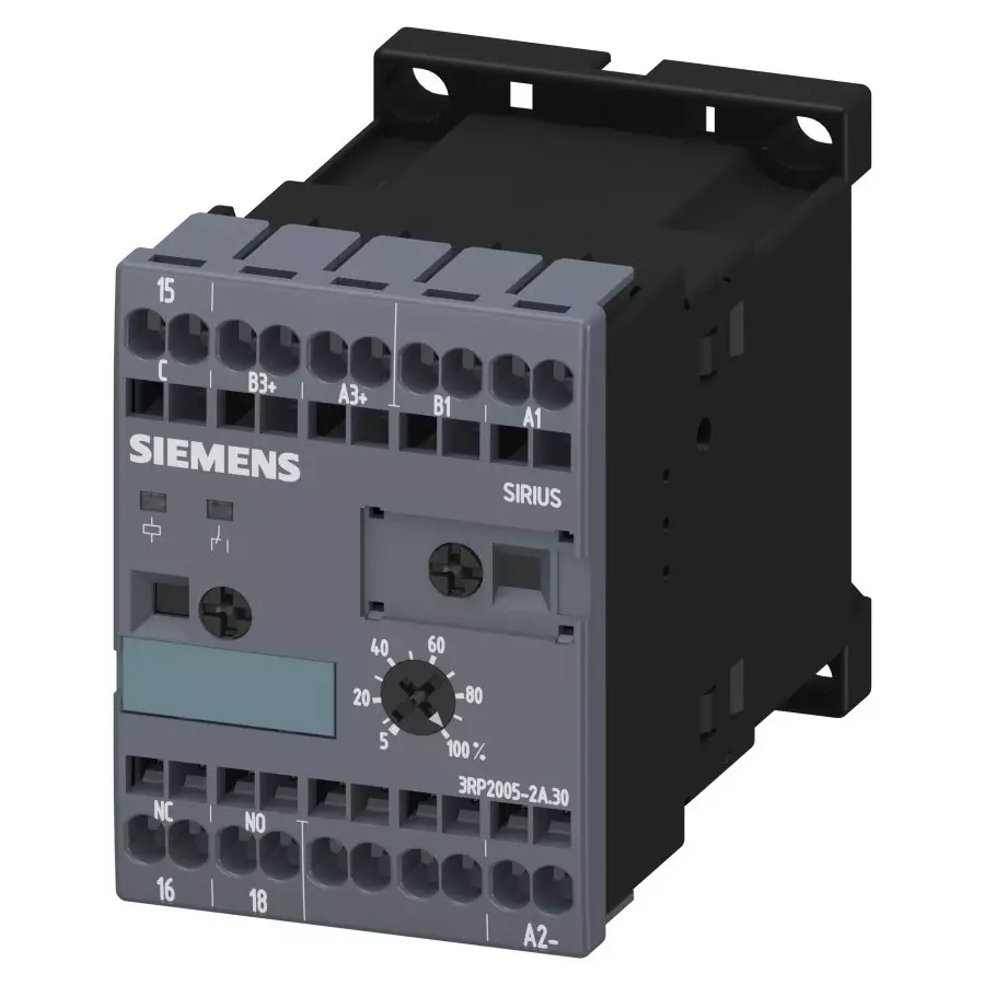 Siemens 3RP20 Series DIN Rail Mount Timer Relay, 24 V AC/DC, 1-Contact, 0.05 s - 100h, SPDT, 3RP2005-2AP30