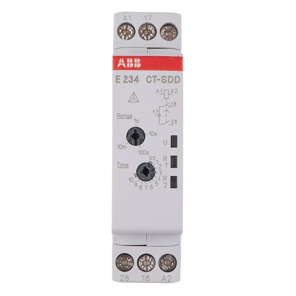 ABB 1SVR Series DIN Rail Mount Timer Relay, 24 â†’ 240 V AC, 24 â†’ 48 V DC, 2-Contact, 0.05 s â†’ 10min,, 1SVR500211R0100 - CT-SDD.22