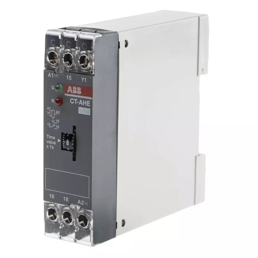ABB 1SVR Series DIN Rail Mount Timer Relay, 24 V AC/DC, 1-Contact, 0.1 â†’ 10s, 1-Function, SPDT, 1SVR550118R1100