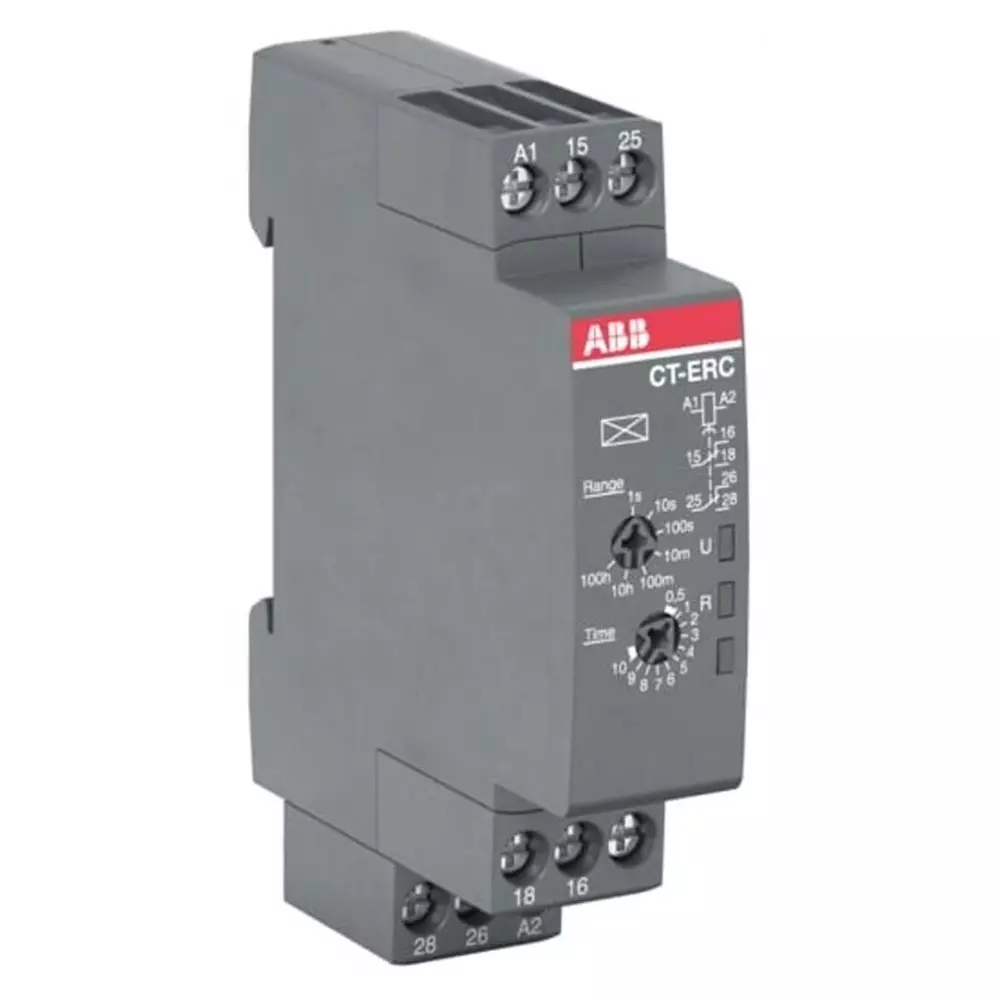ABB CT-C Series DIN Rail, Snap-On Timer Relay, 24 â†’ 240 V AC, 2-Contact, 0.05 s - 100h, 1-Function, SPDT, 1SVR508100R0100CT-ERC.22