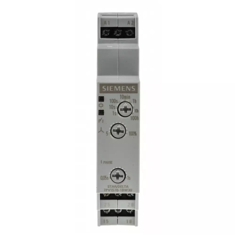 Siemens 7PV15 Series DIN Rail Mount Timer Relay, 12 - 240V, 2-Contact, 0.05 - 360000s, DPST, 7PV1578-1BW30