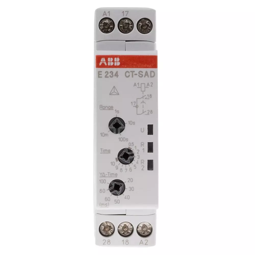 ABB 1SVR Series DIN Rail Mount Timer Relay, 24 â†’ 240 V AC, 24 â†’ 48 V DC, 2-Contact, 0.05 s â†’ 10min,, 1SVR500210R0100 - CT-SAD.22