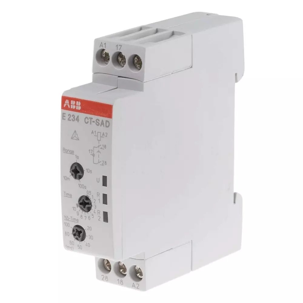 ABB 1SVR Series DIN Rail Mount Timer Relay, 24 â†’ 240 V AC, 24 â†’ 48 V DC, 2-Contact, 0.05 s â†’ 10min,, 1SVR500210R0100 - CT-SAD.22