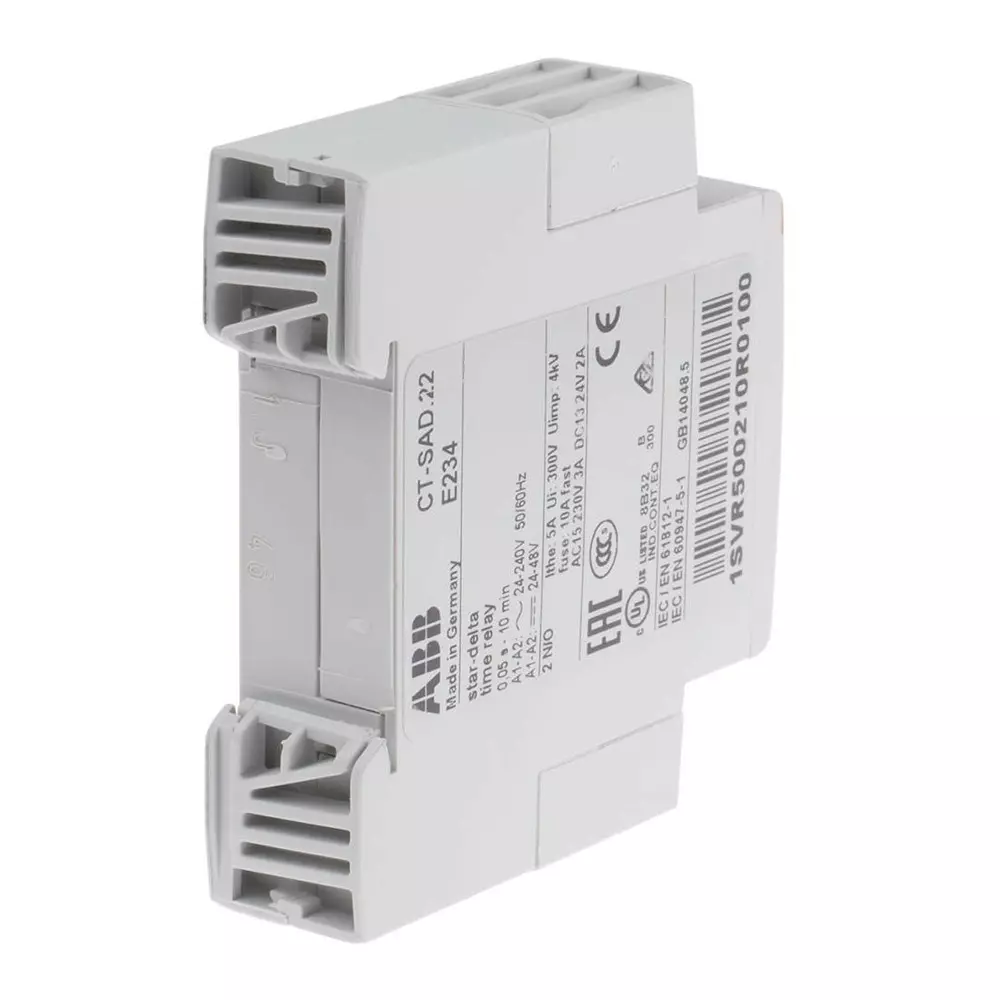 ABB 1SVR Series DIN Rail Mount Timer Relay, 24 â†’ 240 V AC, 24 â†’ 48 V DC, 2-Contact, 0.05 s â†’ 10min,, 1SVR500210R0100 - CT-SAD.22
