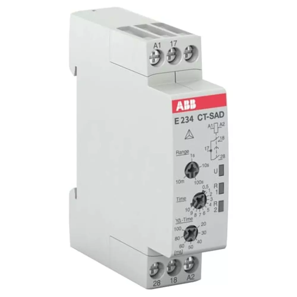 ABB 1SVR Series DIN Rail Mount Timer Relay, 24 â†’ 240 V AC, 24 â†’ 48 V DC, 2-Contact, 0.05 s â†’ 10min,, 1SVR500210R0100 - CT-SAD.22