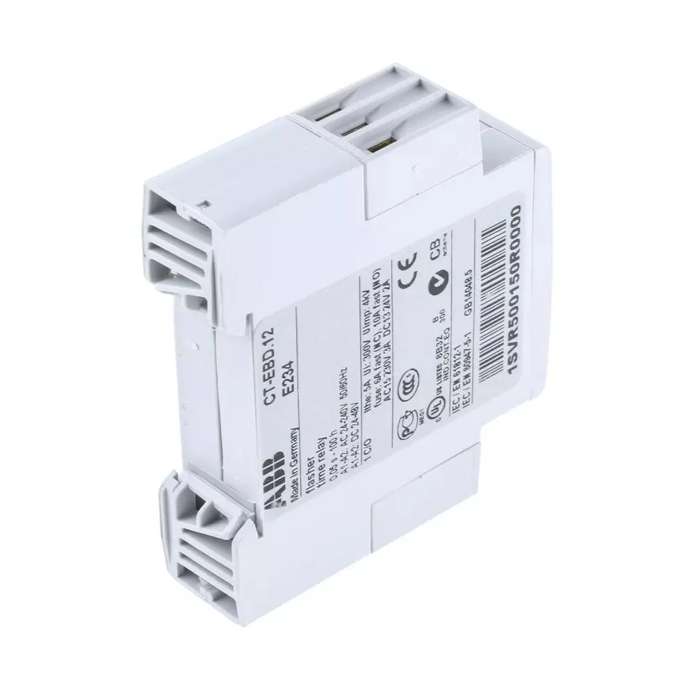 ABB DIN Rail Mount Timer Relay, 24 â†’ 240 V AC, 24 â†’ 48 V DC, 1-Contact, 0.05 s â†’ 100h, 1-Function,, 1SVR500150R0000CT-EBD.12