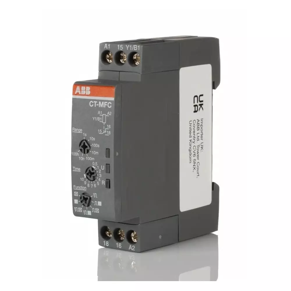ABB CT-C Series DIN Rail, Snap-On Timer Relay, 24 â†’ 240 V AC, 1-Contact, 0.05 s - 100h, SPDT, 1SVR508020R0000CT-MFC.12