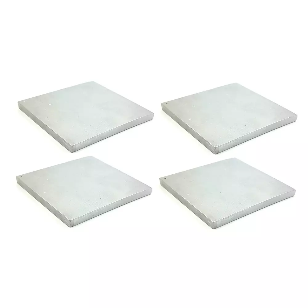 Invento Flat Plate Sheet Square Shape Aluminium Alloy Size 100x100x8 mm Size 8 mm Thickness Silver, ISC 826-2 (Pack of 4 Pcs)