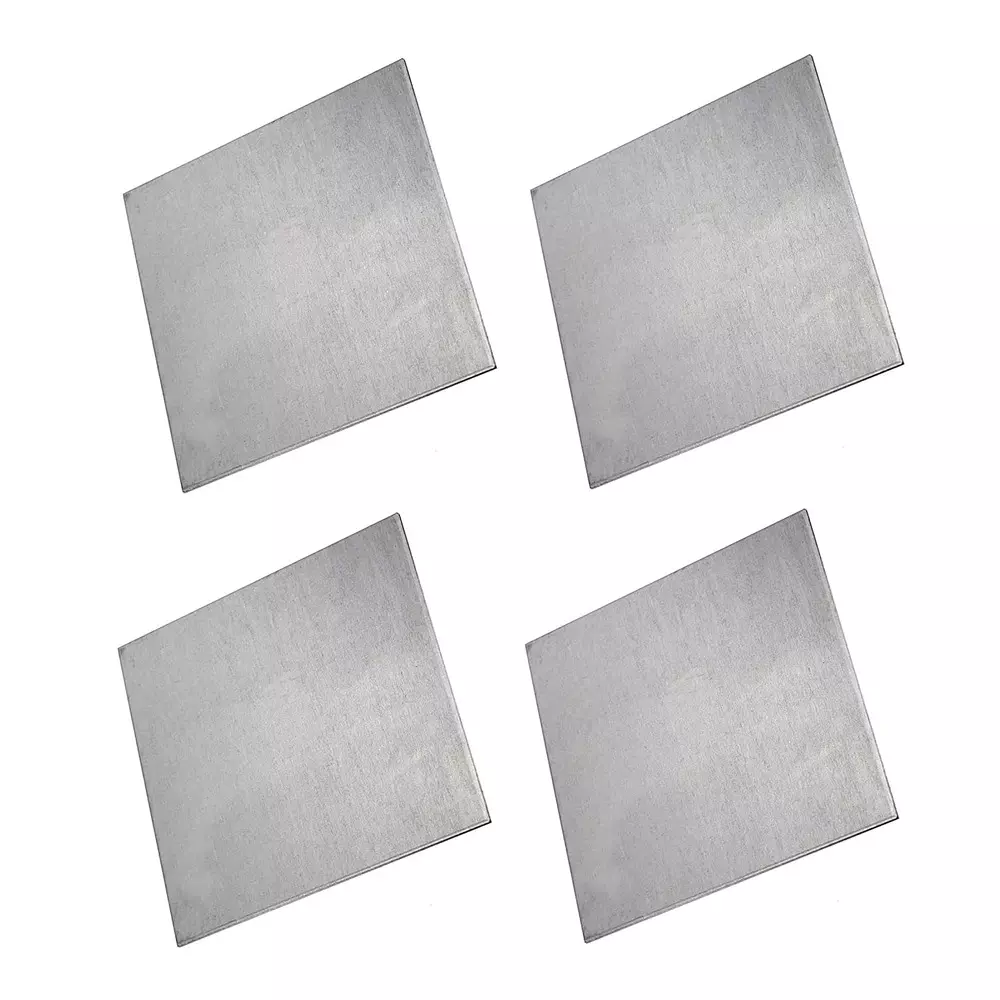 Invento Flat Plate Sheet Square Shape Aluminium Alloy 100x100x3 mm Size 3 mm Thickness Silver, ISC 2079-2 (Pack of 4 Pcs)