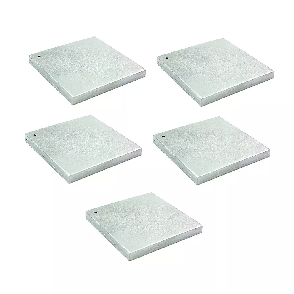 Invento Flat Plate Sheet Square Shape Aluminium Alloy Size 50x50x5 mm Size 5 mm Thickness Silver, ISC 824-3 (Pack of 5 Pcs)