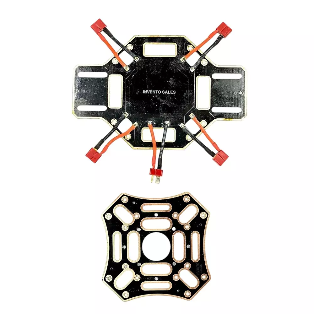 Invento PCB Board Bottom Plate with Soldered Connectors & Top Plate Set Glass Fiber for F450 Quadcopter Drone, ISC 1613-D