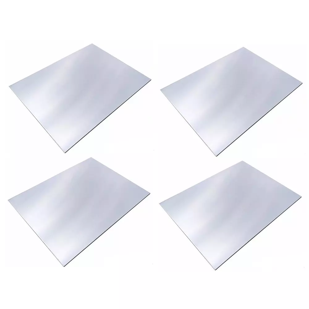 Invento Flat Plate Sheet Square Shape Aluminium Alloy 50x50x3 mm Size 3 mm Thickness Silver, ISC 2078-2 (Pack of 4 Pcs)