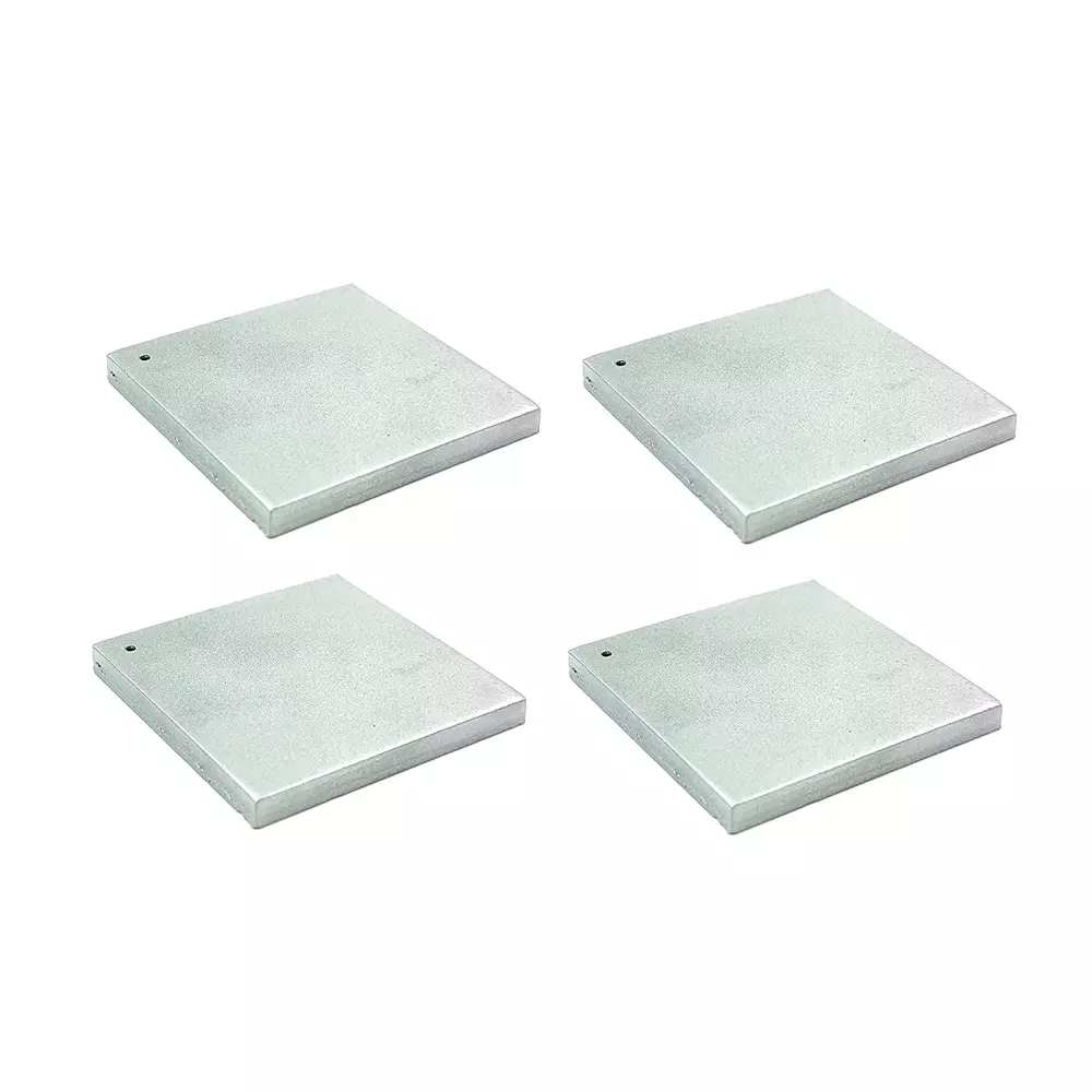 Invento Flat Plate Sheet Square Shape Aluminium Alloy Size 50x50x5 mm Size 5 mm Thickness Silver, ISC 824-2 (Pack of 4 Pcs)