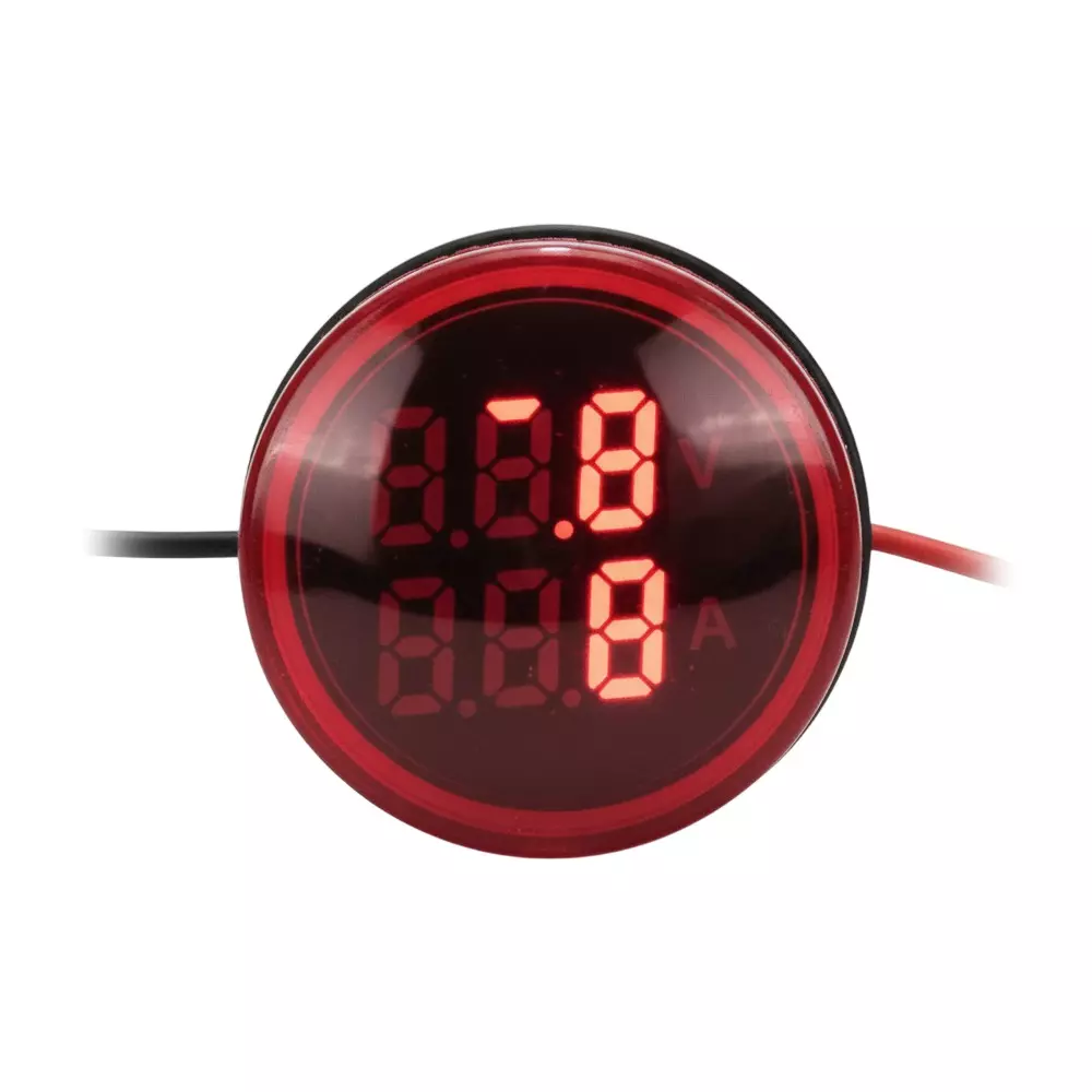 G-SENS Volt + Amp Meter 22.5 mm Plastic Round 50-500 V AC Red, AD101-22VAM