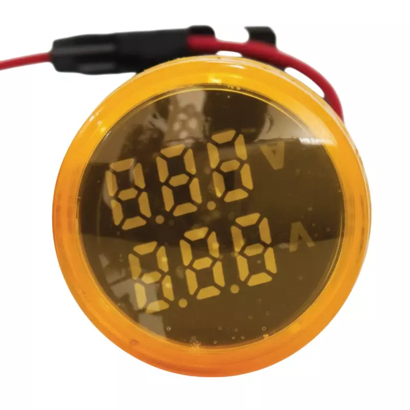 G-SENS Volt + Amp Meter 22.5 mm Plastic Round 50-500 V AC Yellow, AD101-22VAM