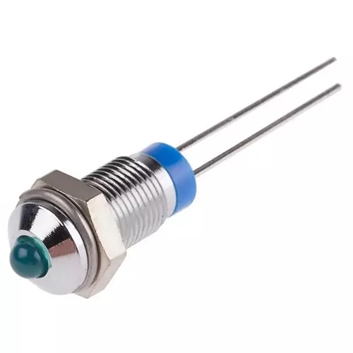 RS PRO Blue Panel Mount Indicator 2V DC, Mounting Hole Size 6 mm, Termination Type Lead Pin, Model No 208582