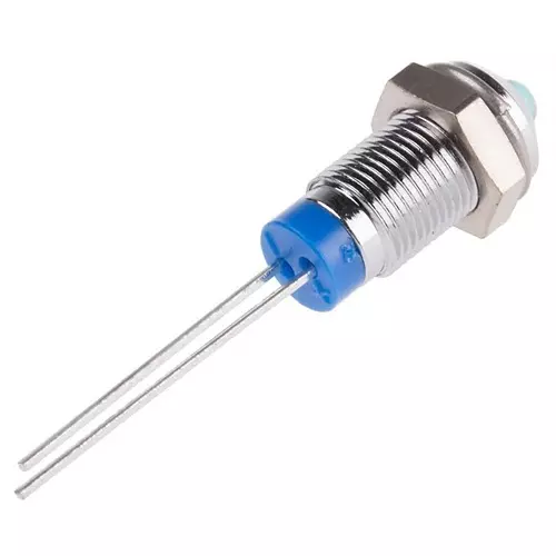 RS PRO Blue Panel Mount Indicator 2V DC, Mounting Hole Size 6 mm, Termination Type Lead Pin, Model No 208582