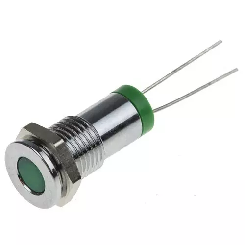 RS PRO Green Panel Mount Indicator 2V DC, Mounting Hole Size 8 mm, IP Rating IP67, Model No 7001647